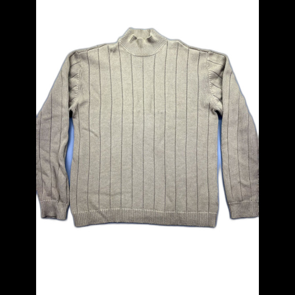 GUESS Womens BeigeRib-knit Trim Semi-sheer Long‎ Sleeve Turtle Neck Sweater XL - Picture 1 of 16